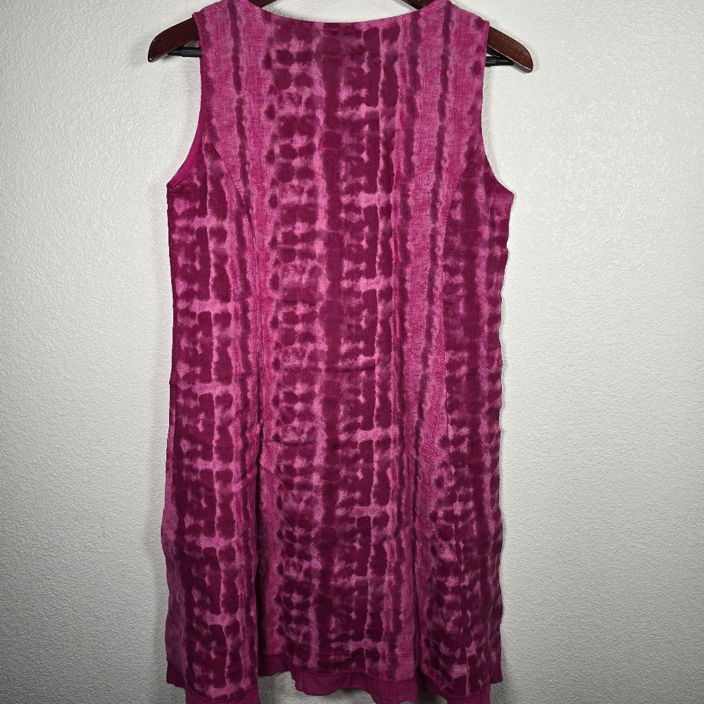 Allegra Masetti Firenze Dress Size Small Linen Tank Pink Mineral Wash Ruffle Hem - Picture 7 of 8